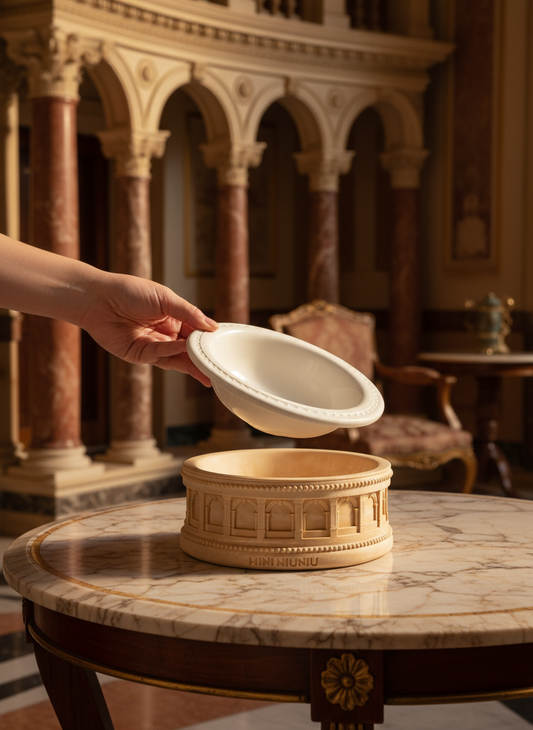 Roman-Style Pet Bowl Set – Beige