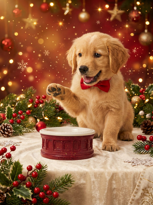 Roman-Inspired Pet Bowl Set – Burgundy