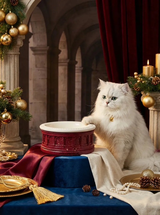 Roman-Inspired Pet Bowl Set – Burgundy