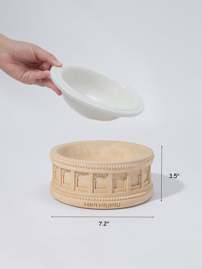 Roman-Style Pet Bowl Set – Beige