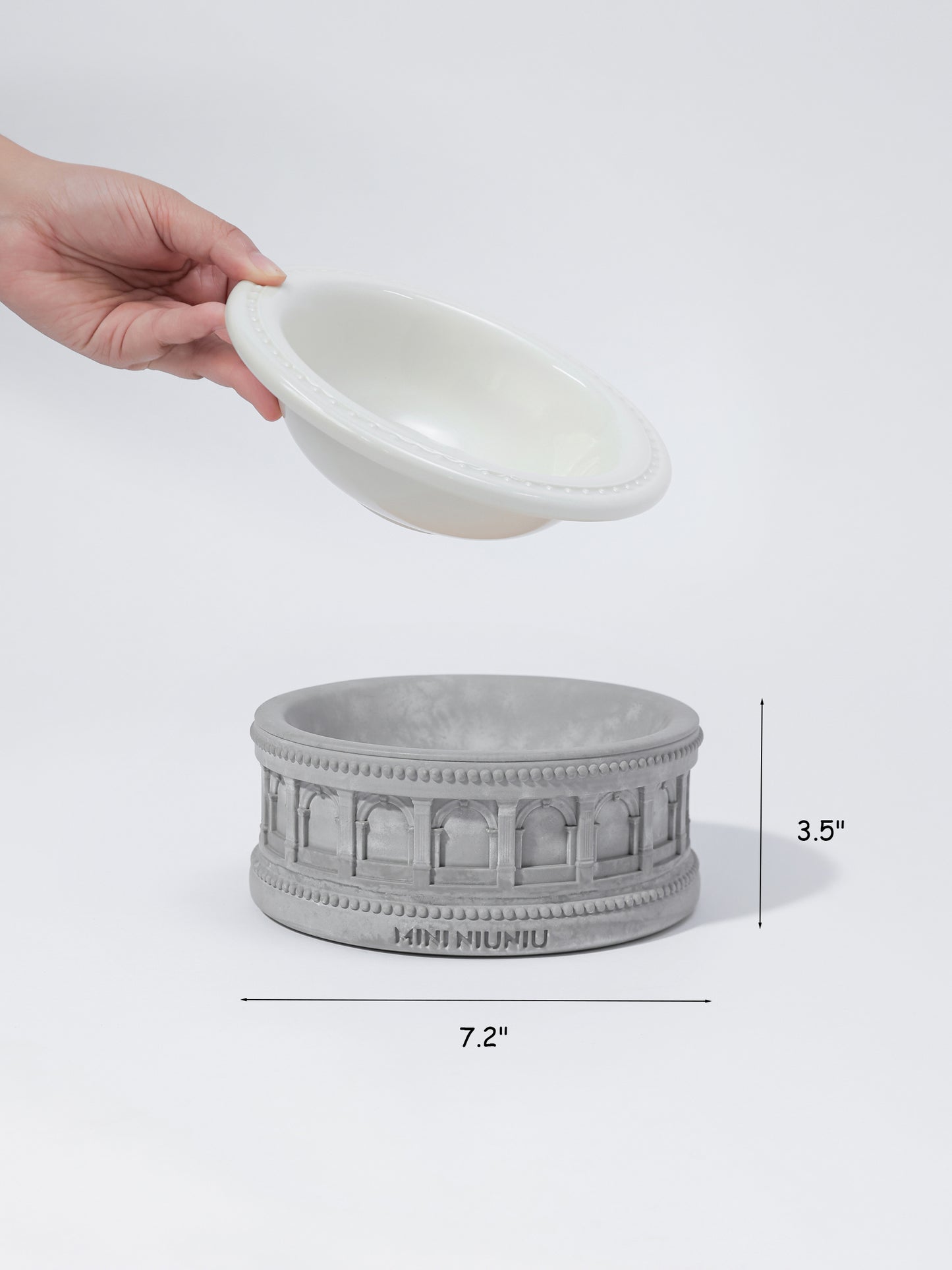Roman-Style Pet Bowl Set – Gray