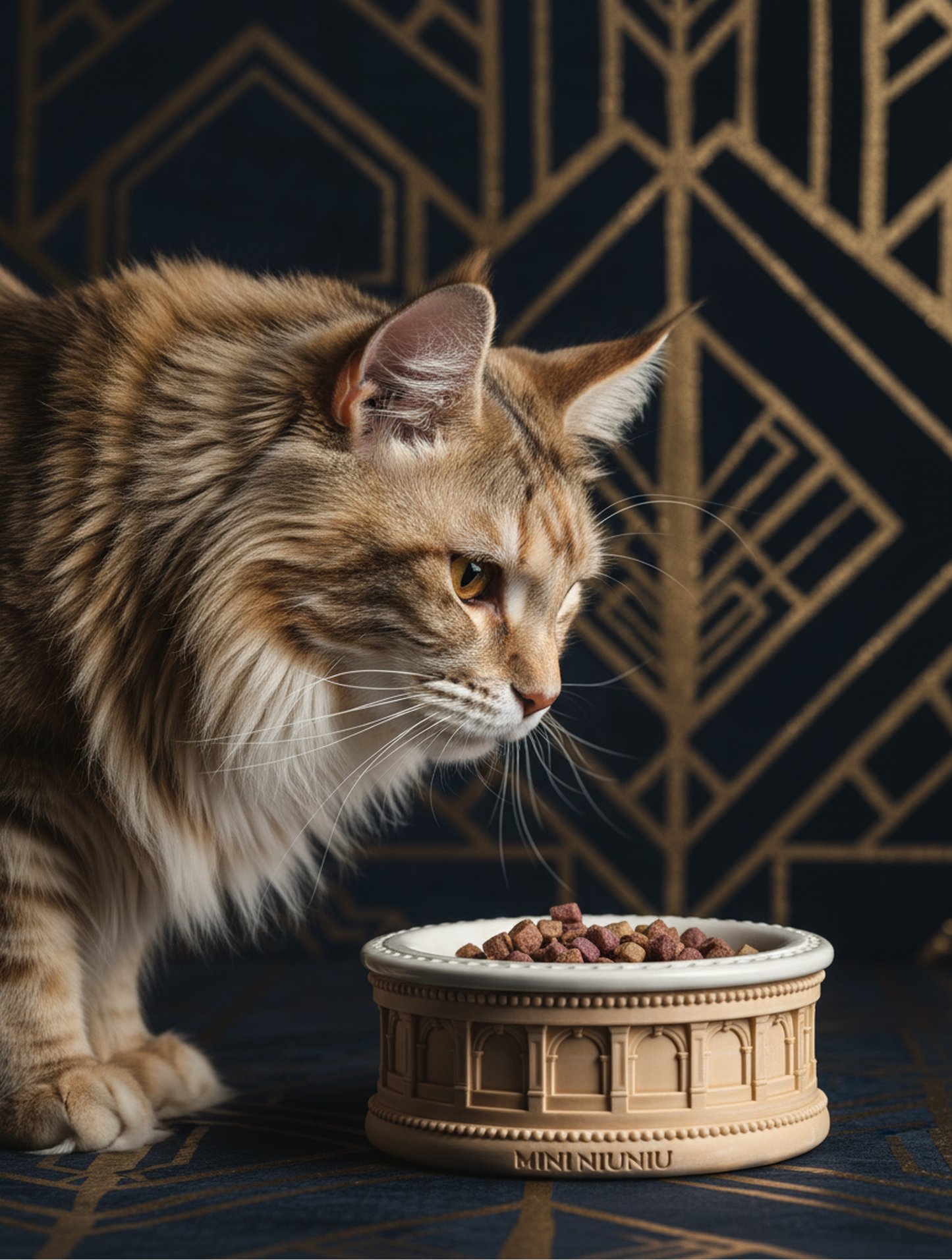 Roman-Style Pet Bowl Set – Beige