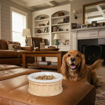 Roman-Style Pet Bowl Set – Beige