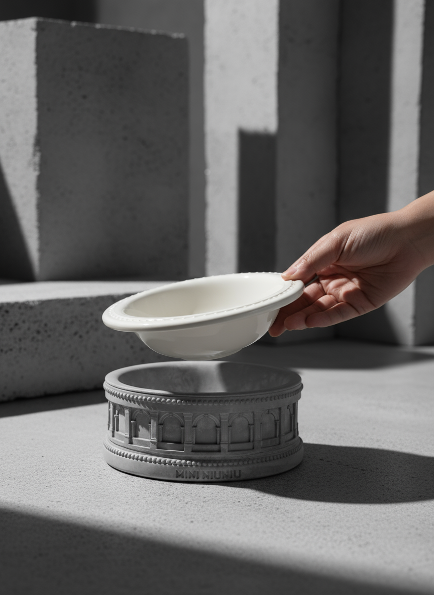 Roman-Style Pet Bowl Set – Gray