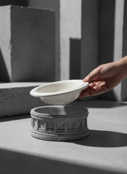 Roman-Style Pet Bowl Set – Gray