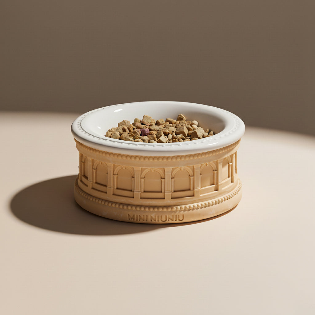 Roman-Style Pet Bowl Set – Beige