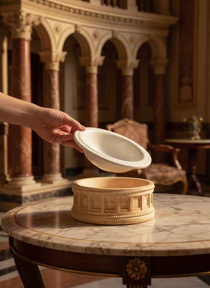 Roman-Style Pet Bowl Set – Beige