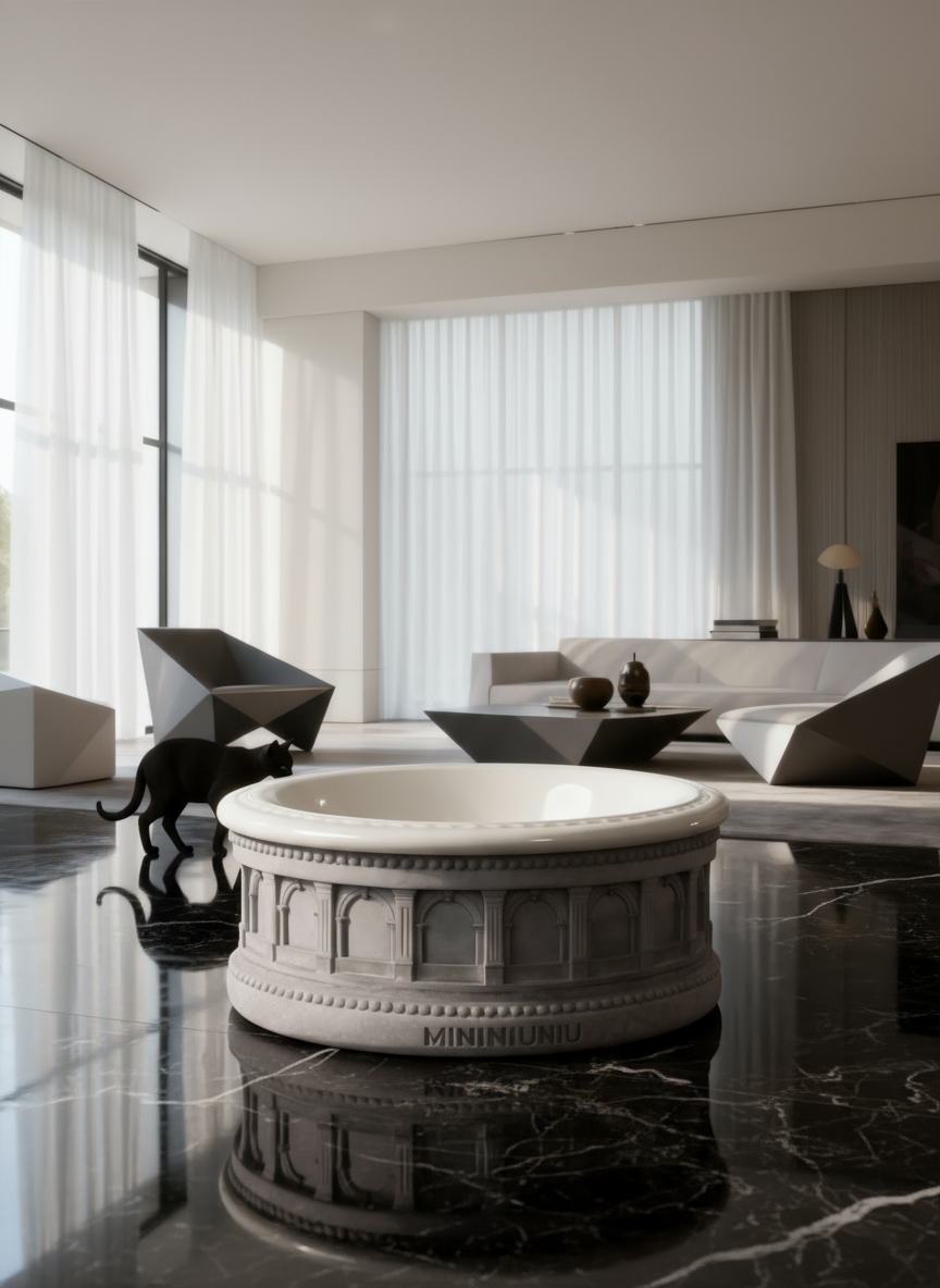 Roman-Style Pet Bowl Set – Gray