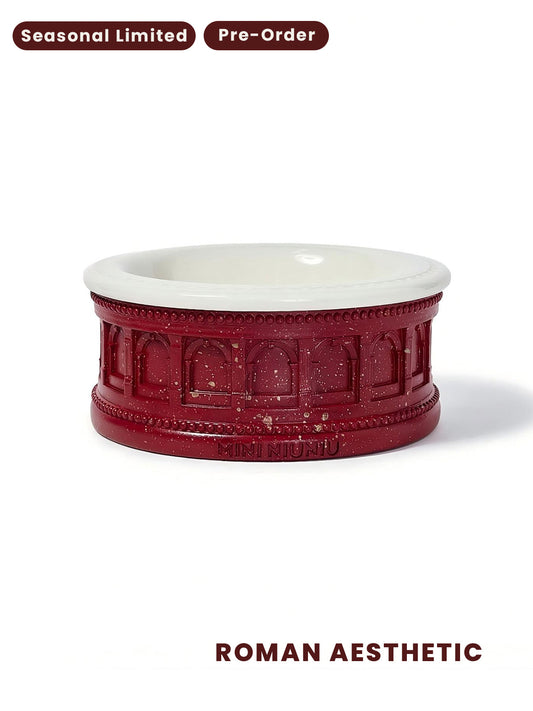 Roman-Inspired Pet Bowl Set – Burgundy