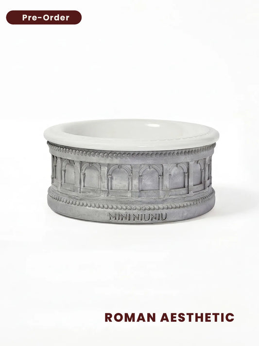 Roman-Inspired Pet Bowl Set – Gray Edition