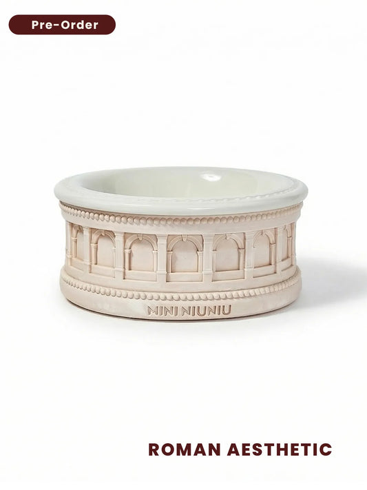 Roman-Inspired Pet Bowl Set – Oatmeal Edition