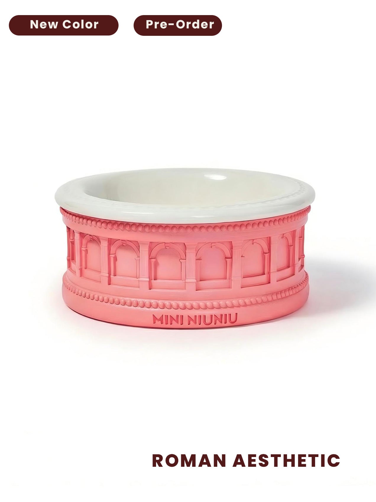 Roman-Inspired Pet Bowl Set – Pink Edition
