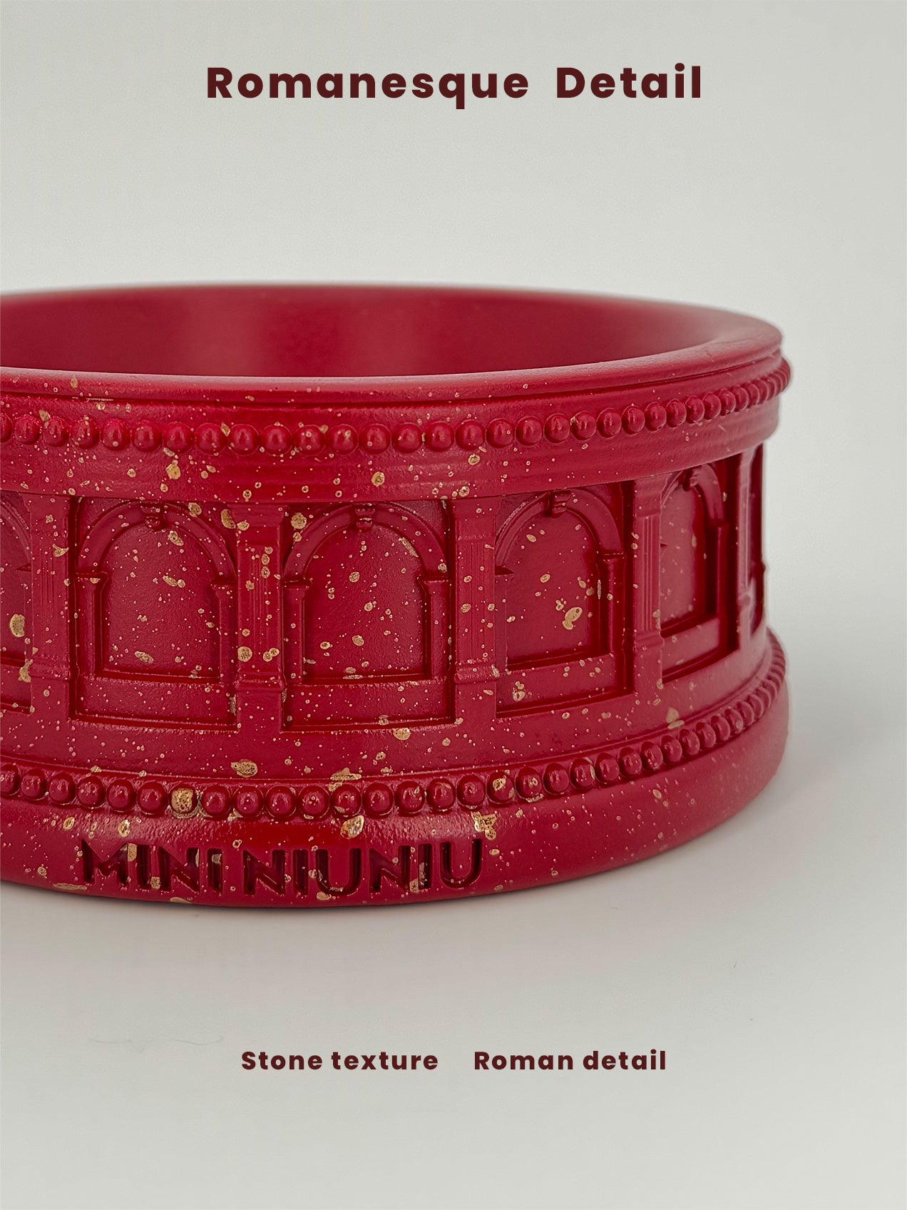 Roman-Inspired Pet Bowl Set – Burgundy