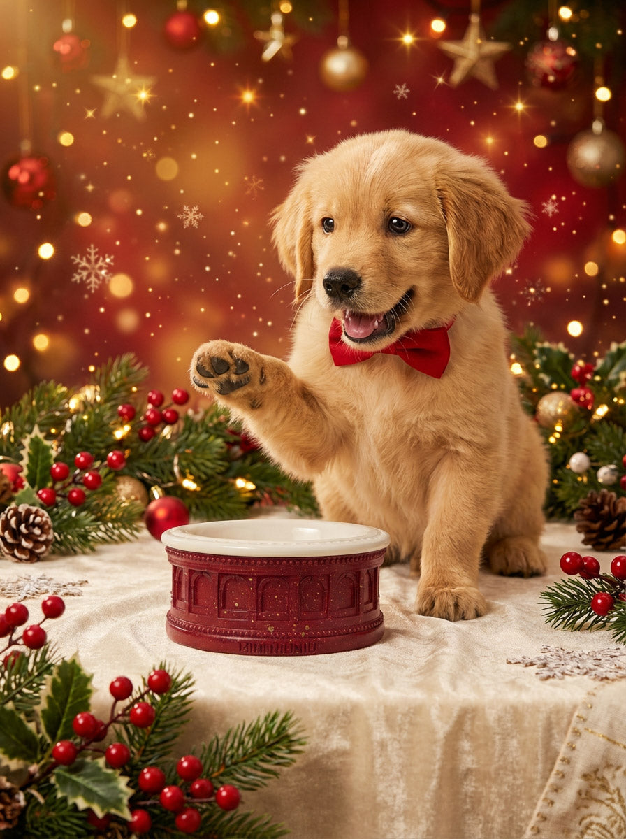 Roman-Inspired Pet Bowl Set – Burgundy