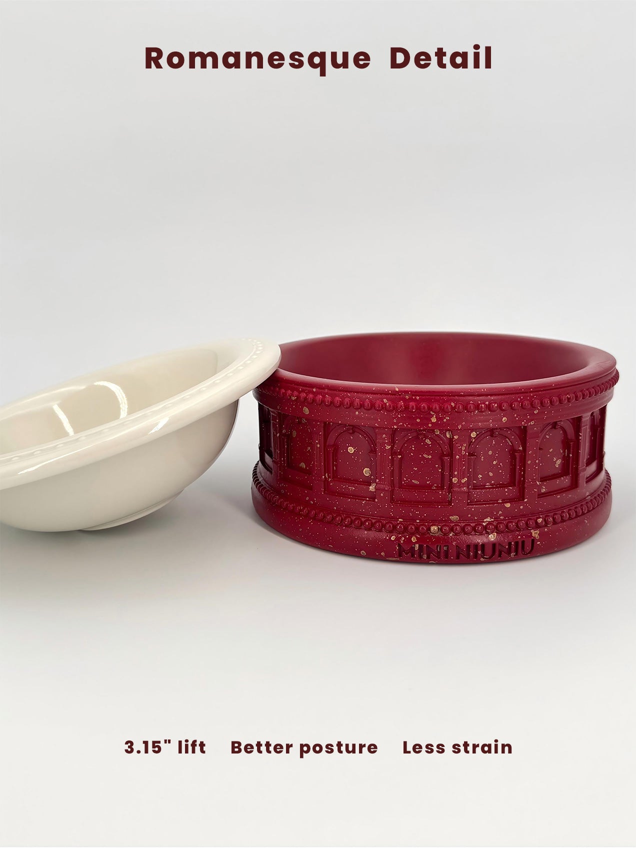 Roman-Inspired Pet Bowl Set – Burgundy