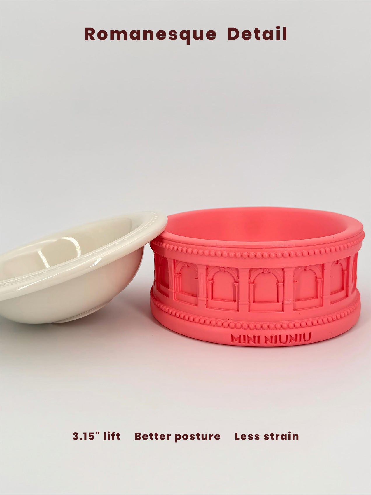 Roman-Inspired Pet Bowl Set – Pink Edition